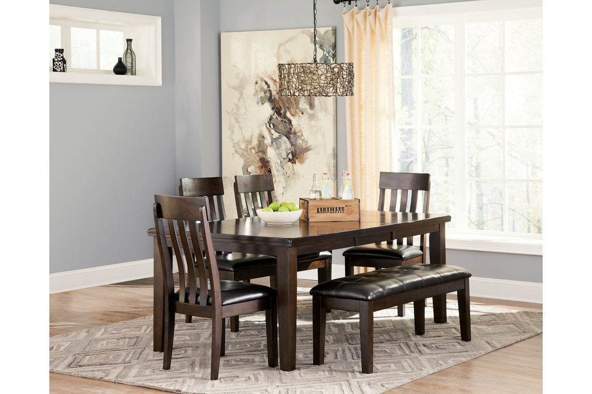 Haddigan Dark Brown Dining Table with 4 Chairs and Bench