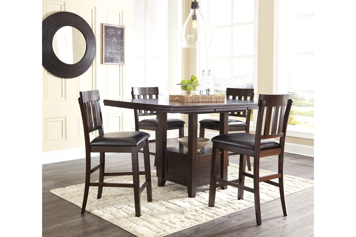 Haddigan Dark Brown Counter Height Dining Table with 4 Barstools