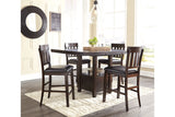 Haddigan Dark Brown Counter Height Dining Table with 4 Barstools