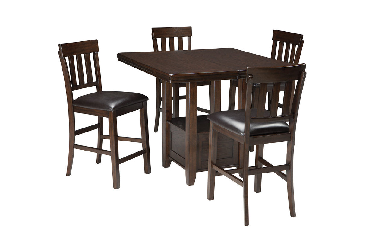 Haddigan Dark Brown Counter Height Dining Table with 4 Barstools