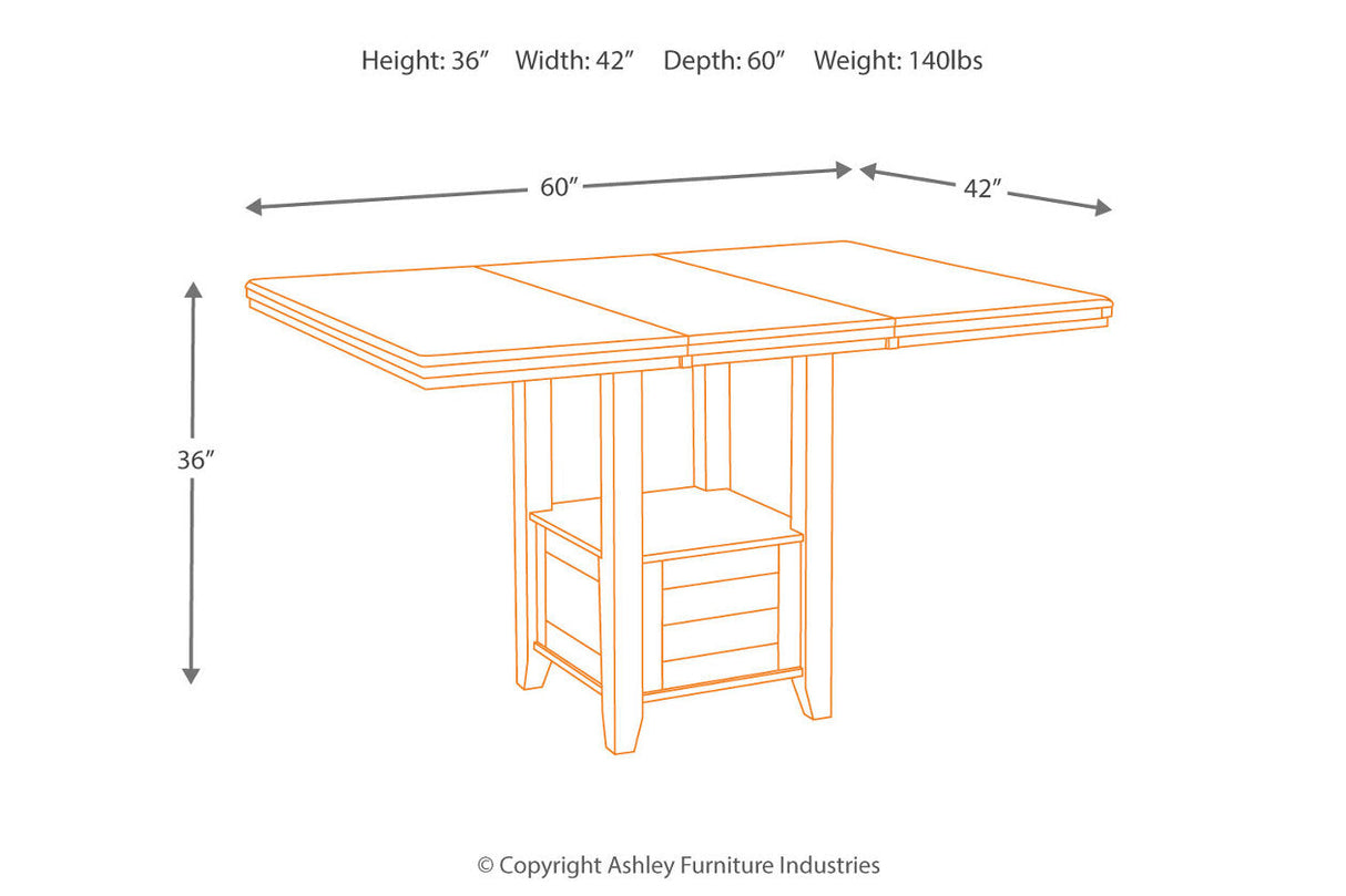 Haddigan Dark Brown Counter Height Dining Table and 6 Barstools