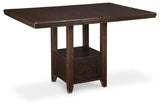 Haddigan Dark Brown Counter Height Dining Table and 6 Barstools