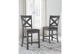 Myshanna Gray Counter Height Dining Table and 6 Barstools