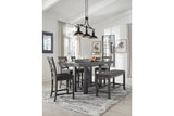 Myshanna Gray Counter Height Dining Table, 4 Barstools and Bench