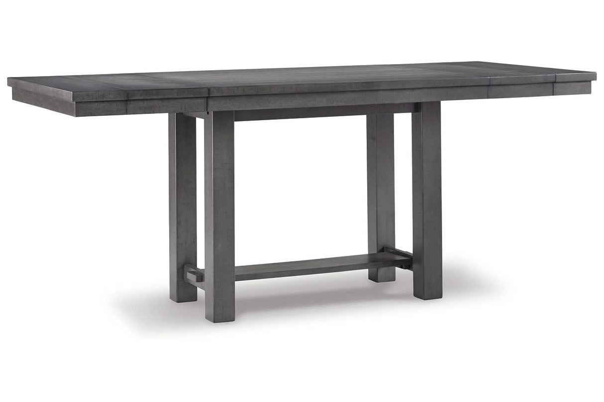 Myshanna Gray Counter Height Dining Table, 4 Barstools and Bench