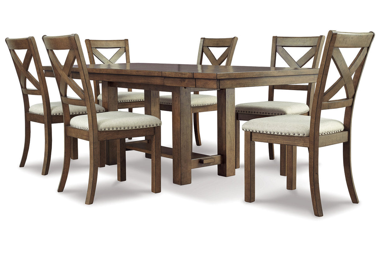 Moriville Grayish Brown Dining Table and 6 Chairs