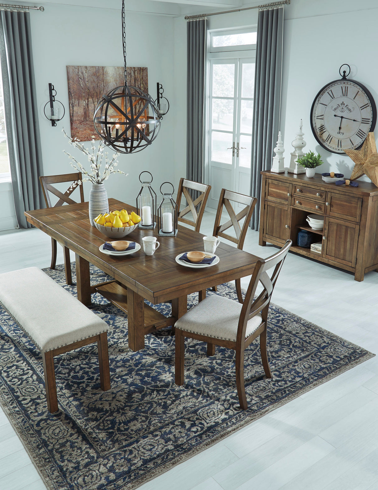 Moriville Grayish Brown Extendable Dining Set