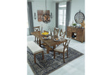 Moriville Grayish Brown Dining Table and 4 Chairs and Bench