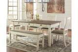 Bolanburg Antique White Dining Table with 4 Chairs and Bench