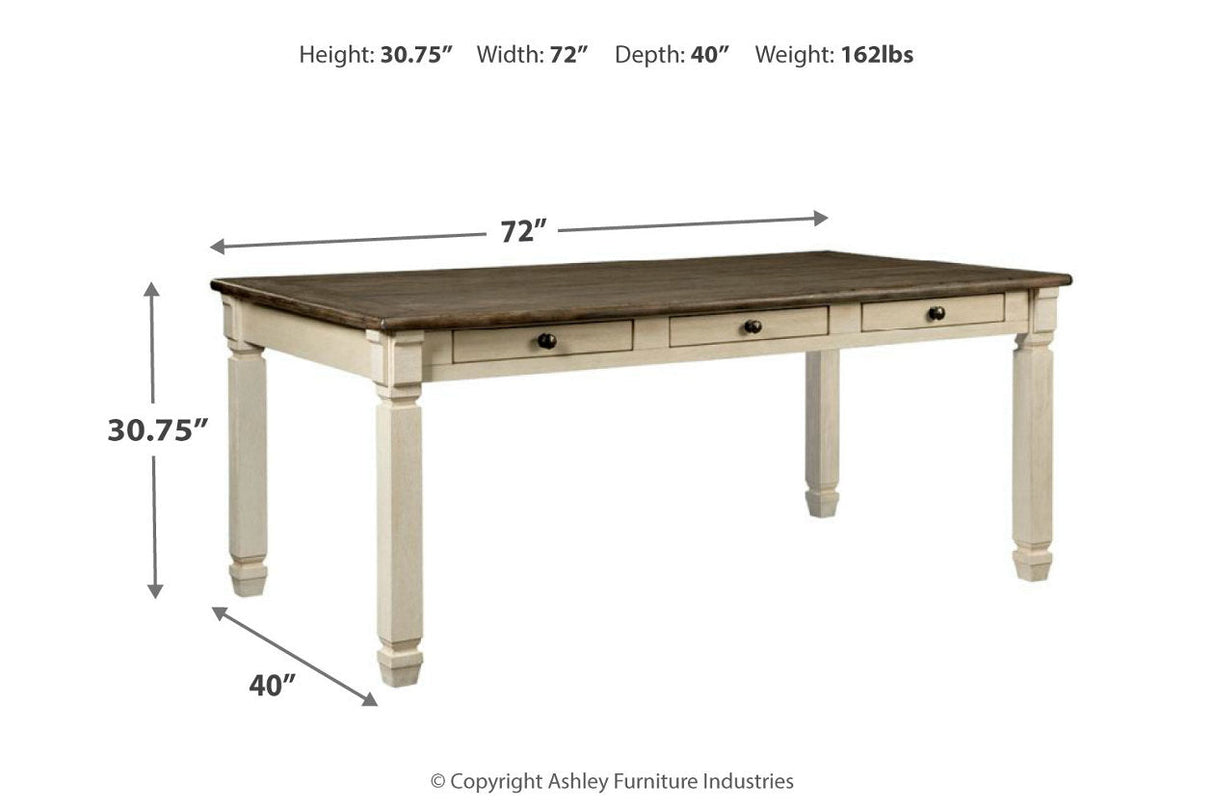 Bolanburg Antique White Dining Table with 4 Chairs and Bench