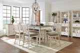 Bolanburg Antique White Counter Height Dining Table and 4 Barstools with Display Cabinet