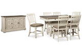 Bolanburg Antique White Counter Height Dining Table and 6 Barstools with Server