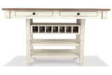 Bolanburg Antique White Counter Height Table with 6 Barstools, Server and Display Cabinet