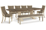 Bolanburg Antique White Dining Table, 6 Chairs and Bench