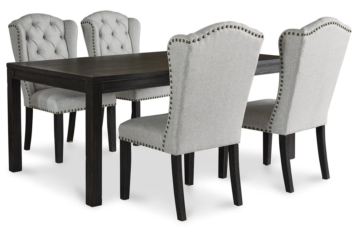 Jeanette Black Dining Table with 4 Chairs