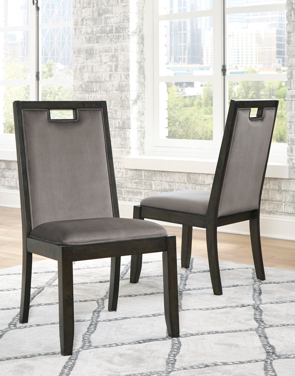 Hyndell Gray/Dark Brown Extendable Dining Set