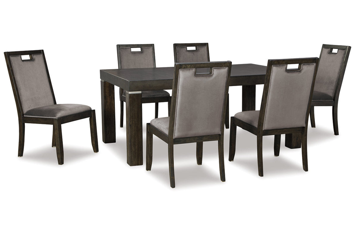 Hyndell Dark Brown Dining Table and 6 Chairs