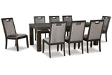 Hyndell Dark Brown Dining Table and 8 Chairs