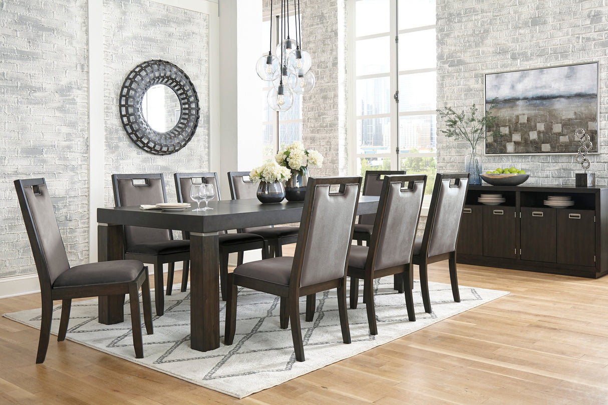 Hyndell Gray/Dark Brown Extendable Dining Set