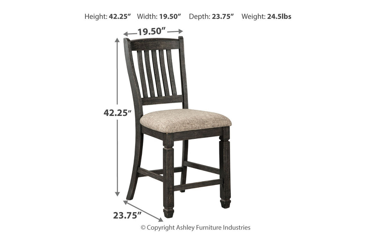 Tyler Creek Black/Grayish Brown Counter Height Table with 4 Barstools, Server and Display Cabinet