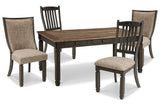 Tyler Creek Black/Grayish Brown Dining Table and 4 Chairs