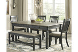 Tyler Creek Black/Gray Dining Table, 4 Chairs and Bench