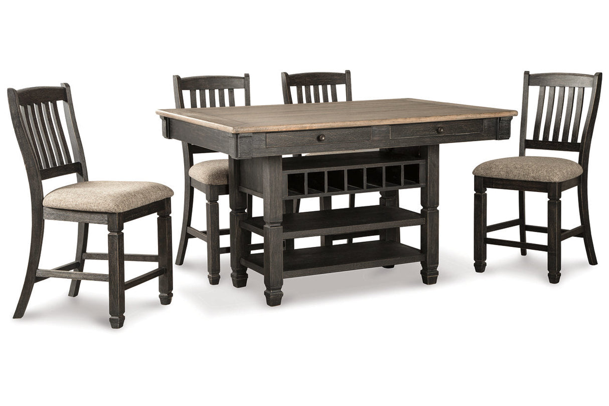 Tyler Creek Black/Gray Counter Height Dining Table with 4 Barstools