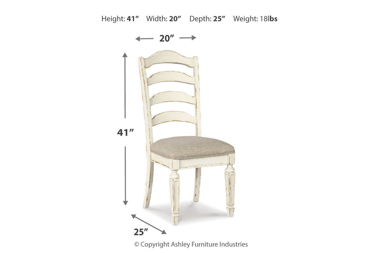 Realyn Chipped White Rectangular Dining Table and 4 Chairs