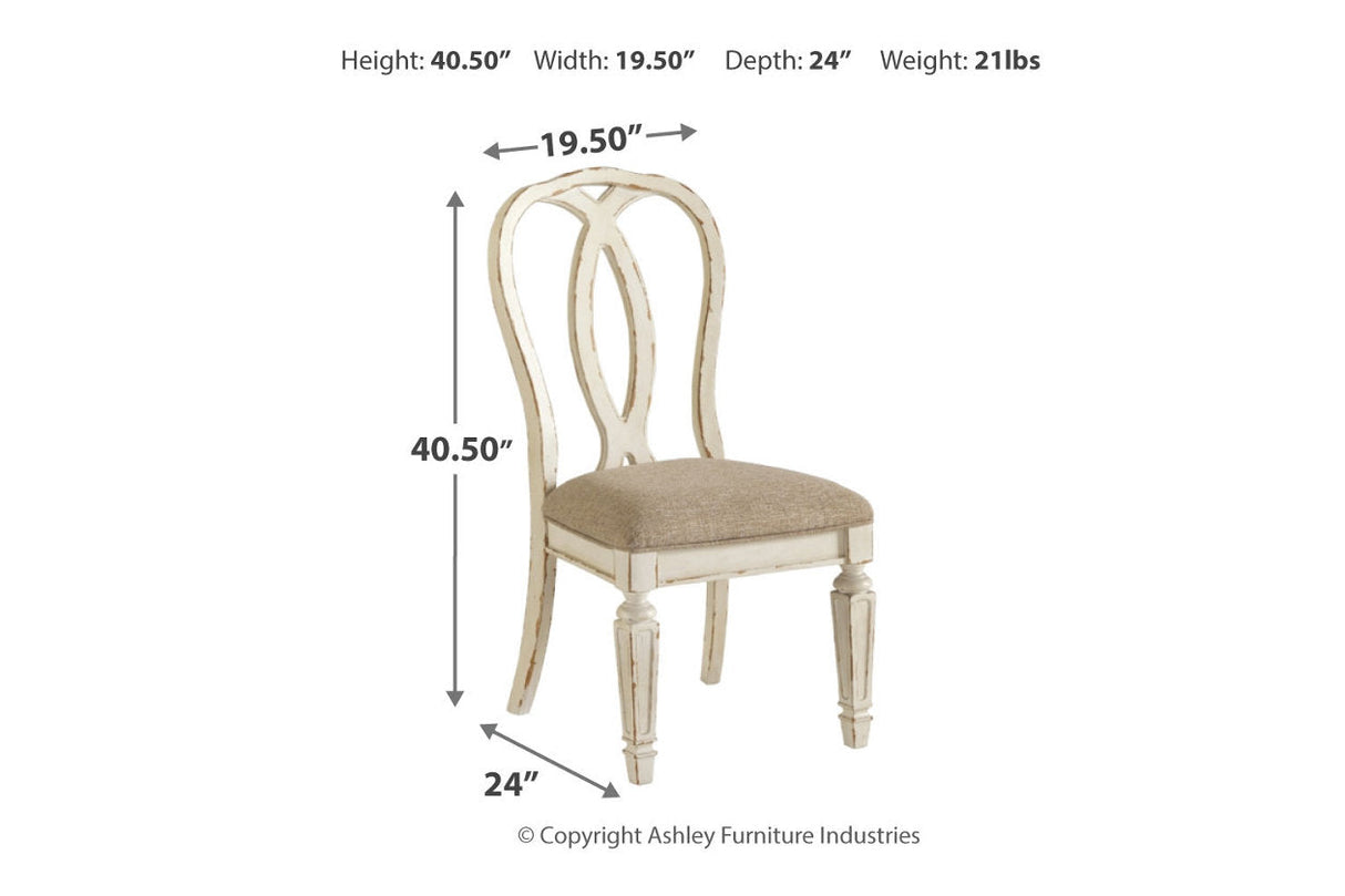 Realyn Chipped White Rectangular Dining Table and 4 Chairs