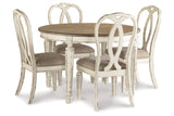 Realyn Chipped White Oval Dining Table and 4 Chairs