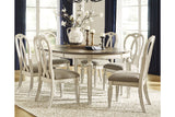 Realyn Chipped White Oval Dining Table and 6 Chairs