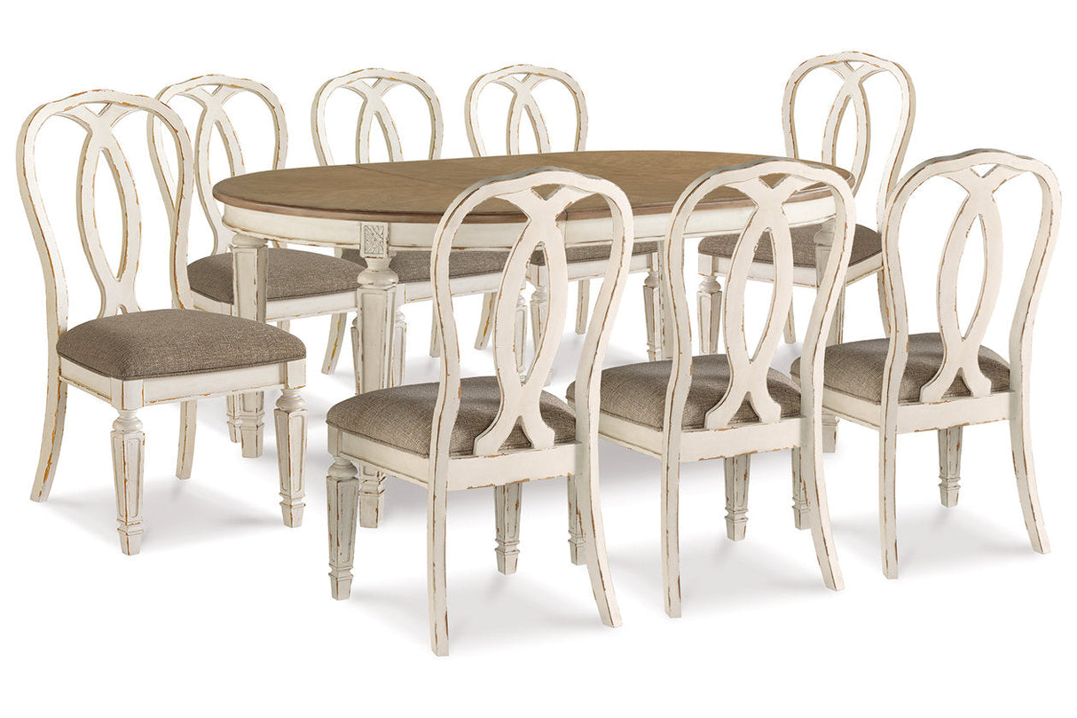 Realyn Chipped White Oval Dining Table and 8 Chairs