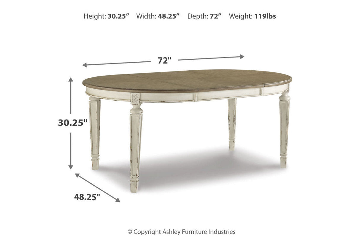 Realyn Chipped White Oval Dining Table and 8 Chairs