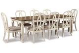 Realyn Chipped White Rectangular Dining Extension Table and 8 Chairs