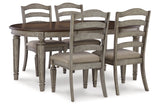 Lodenbay Antique Gray Oval Dining Table and 4 Chairs