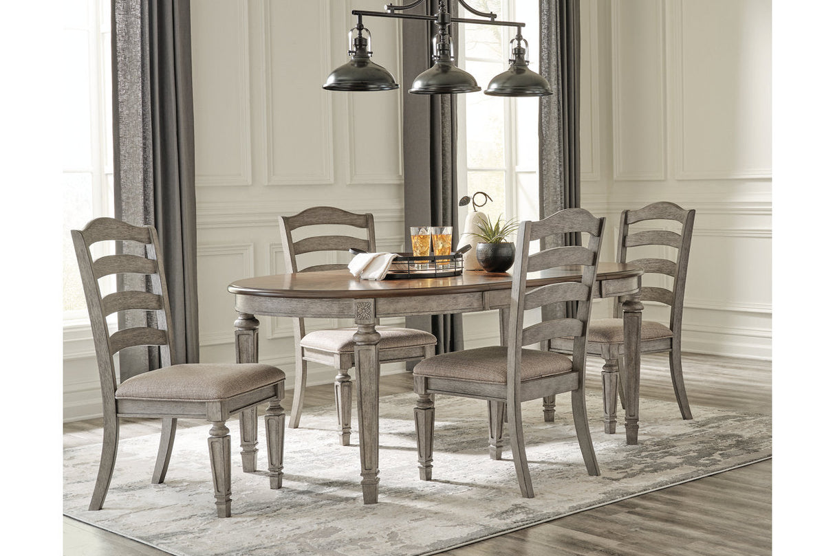 Lodenbay Antique Gray Oval Dining Table and 4 Chairs