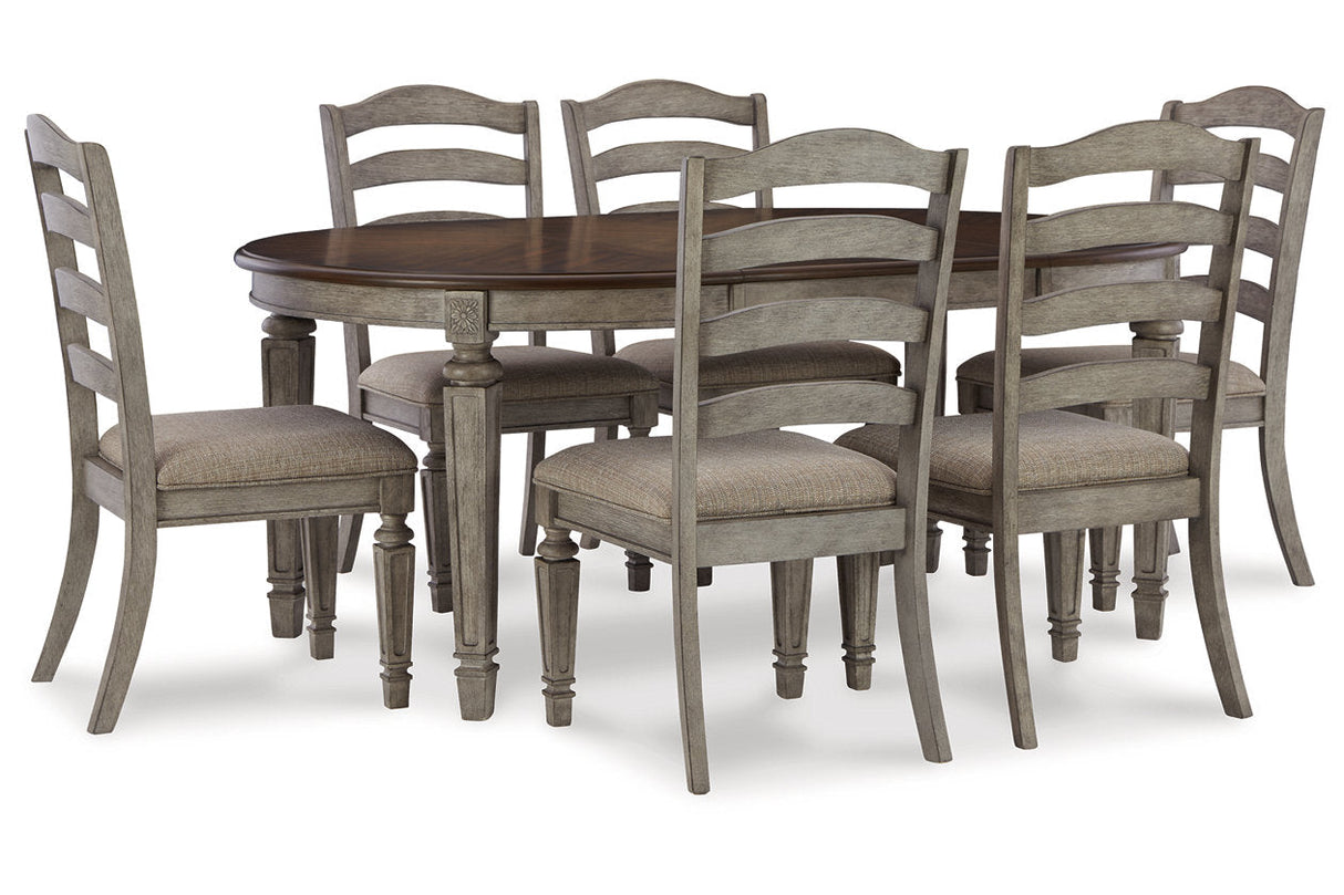 Lodenbay Antique Gray Oval Dining Table and 6 Chairs