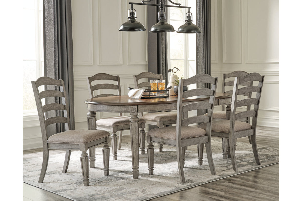 Lodenbay Antique Gray Oval Dining Table and 6 Chairs