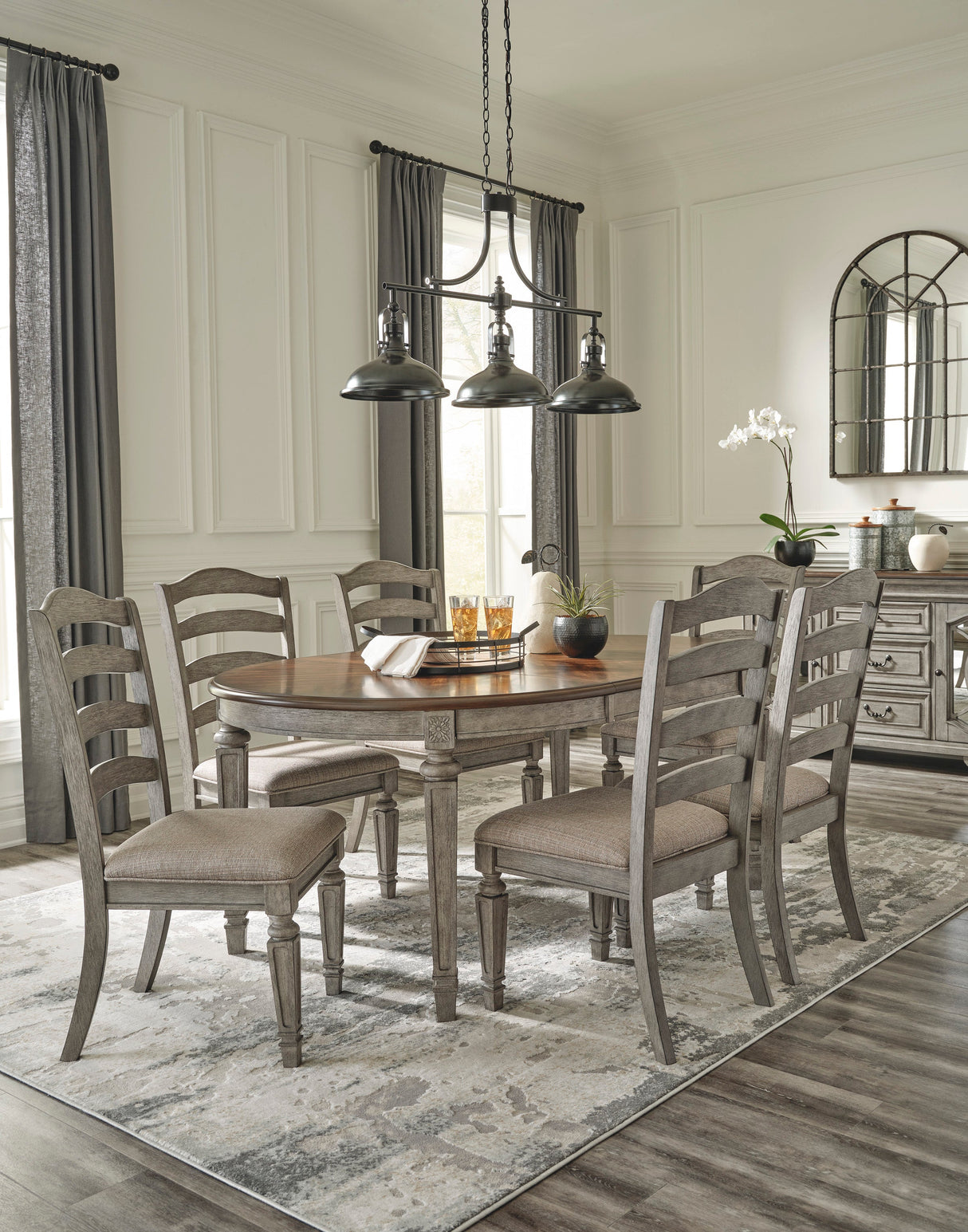 Lodenbay Antique Gray Extendable Round/Oval Dining Set