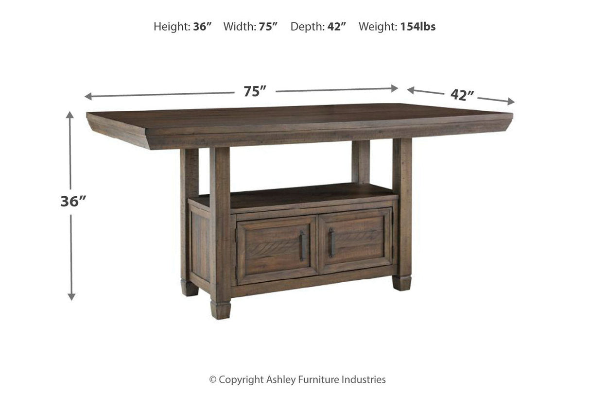 Johurst Grayish Brown Counter Height Dining Table