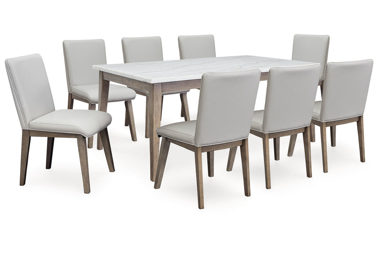 Loyaska White/Brown Dining Table and 8 Chairs