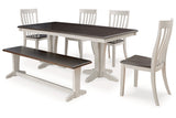 Darborn Gray/Brown Dining Table, 4 Chairs and Bench