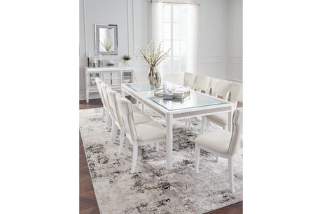 Chalanna White Dining Table and 10 Chairs