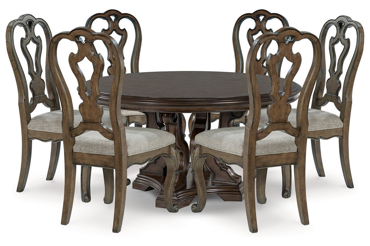 Maylee Dark Brown Dining Table and 6 Chairs