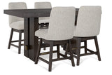 Burkhaus Dark Brown Counter Height Dining Table and 4 Barstools