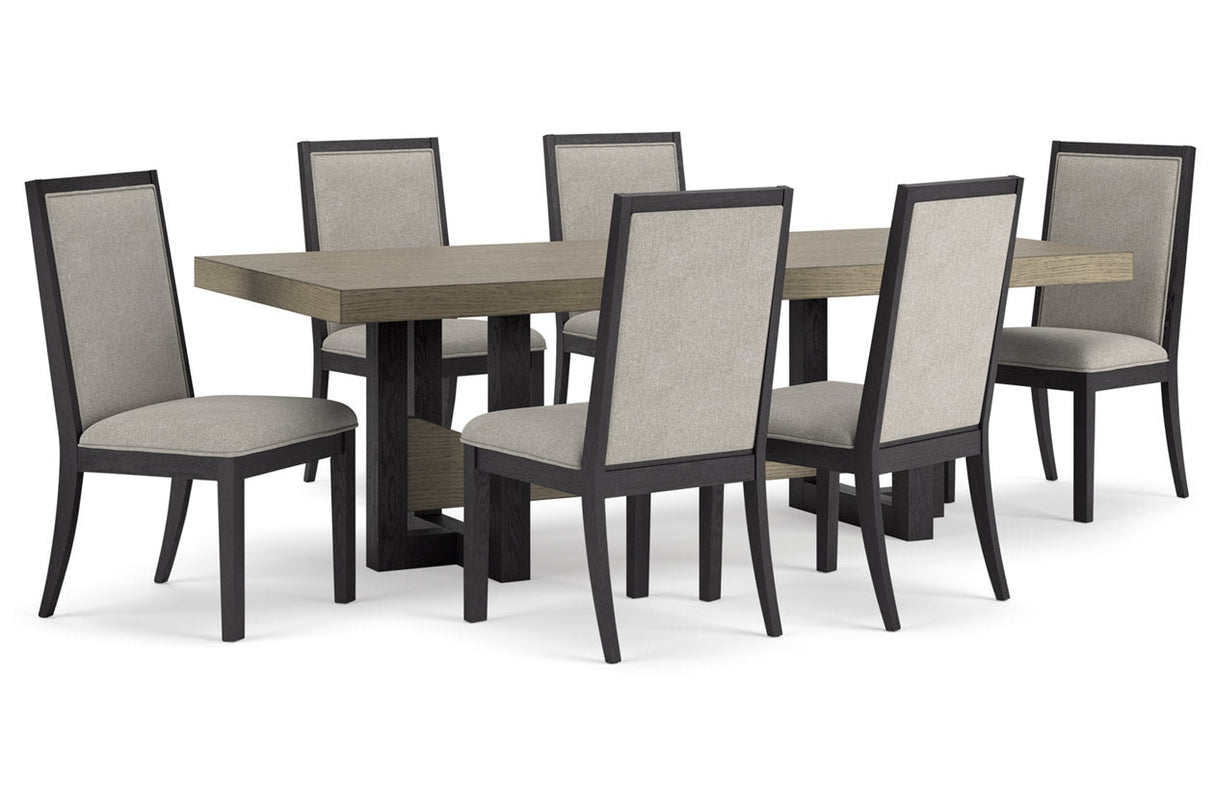 Foyland Black/Brown Dining Table and 6 Chairs