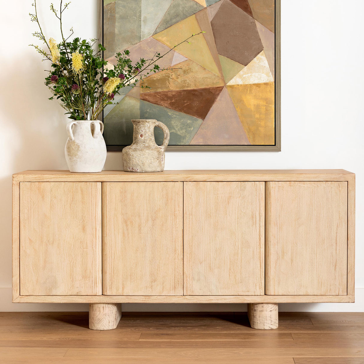 Thalia 4 Door Sideboard, Light Natural by Dovetail at Eve Furniture