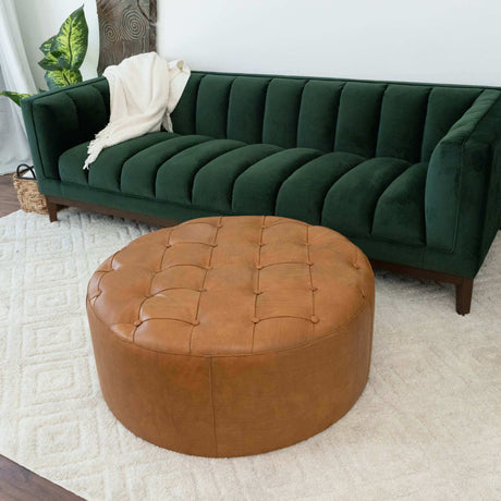 Seletar Tan Leather Ottoman by Ashcroft Imports at Eve Furniture
