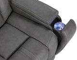 Daniel Triple Power Home Theater Leather Reclining Console Loveseat, Built-in Speakers, Heat and Massage by Steve Silver at Eve Furniture