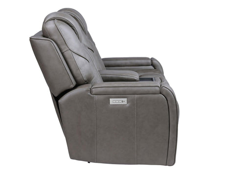 Daniel Triple Power Home Theater Leather Reclining Console Loveseat, Built-in Speakers, Heat and Massage by Steve Silver at Eve Furniture